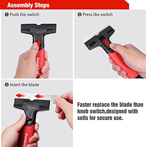 Goldblatt 2 Pieces Razor Blade Scraper with 20-piece Blades, Razor Scraper Tool, Razor Holder for Cleaning Glass Cooktop, Window, Decals, Stickers, Labels, Caulk, Adhesive, Paint Glue Removal - Image 5