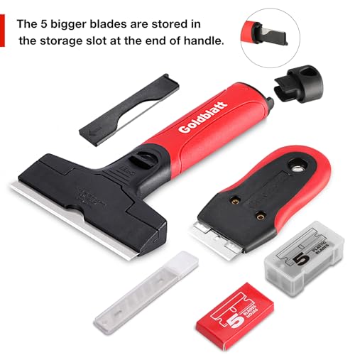 Goldblatt 2 Pieces Razor Blade Scraper with 20-piece Blades, Razor Scraper Tool, Razor Holder for Cleaning Glass Cooktop, Window, Decals, Stickers, Labels, Caulk, Adhesive, Paint Glue Removal - Image 2