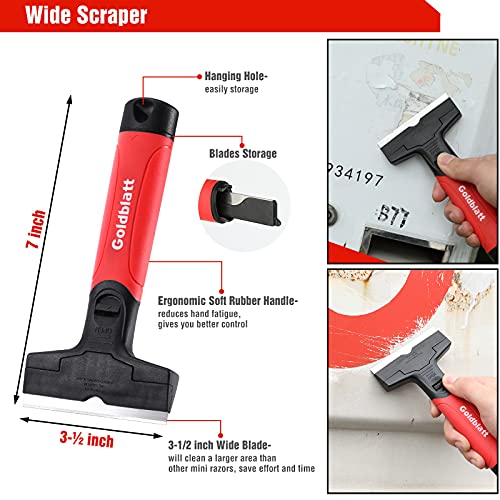 Goldblatt 2 Pieces Razor Blade Scraper with 20-piece Blades, Razor Scraper Tool, Razor Holder for Cleaning Glass Cooktop, Window, Decals, Stickers, Labels, Caulk, Adhesive, Paint Glue Removal - Image 3