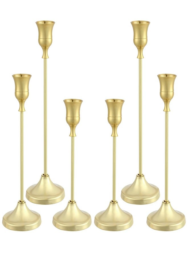 Tunyet Candlestick Holders 6PCS, Metal Taper Candle Holder, Gold Candle Holders for Pillar Candles, Candle Holder for Halloween Decorations - Image 1