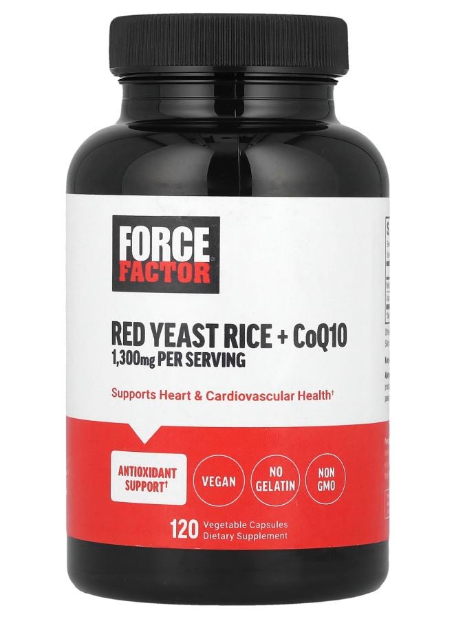 Force Factor Red Yeast Rice + CoQ10 120 Vegetable Capsules - Image 1
