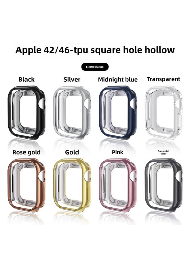 Generic - For Apple Watch10 Apple Watch Case Iwatch10 TPU Case Half Bag Hollow Case-Color:Gold-Dimensions:S10#42mm (opp Packaging) - Image 1