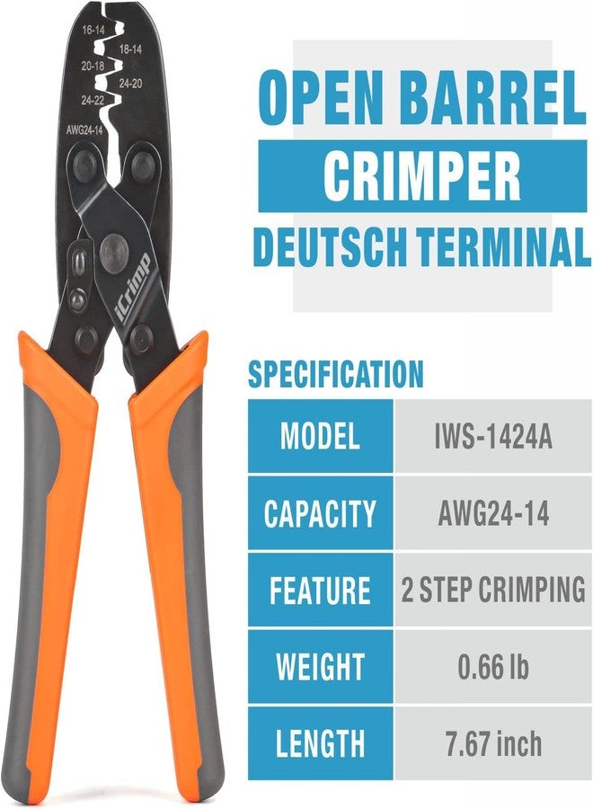IWISS iCrimp Open Barrel Terminal Crimping Tool for Molex Style DELPHI AMP TYCO Deutsch Terminals Crimper, Molex Crimping Tool,24-14 AWG - Image 2