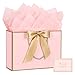 JMANNI Pink Gift Bags with Handles Valentines Gift Bags with Tissue Paper 1PCS Gift Bags with Ribbon and 1 Cards 2 Tissue Paper for Valentines Day Baby Shower Birthday Party Wedding Mothers Day - Image 1