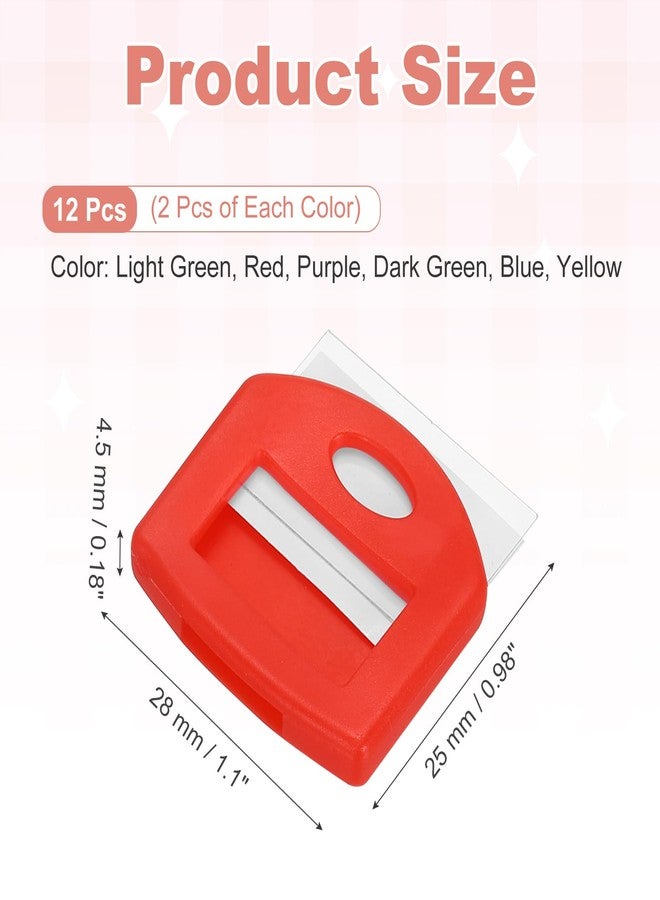 PATIKIL 12 Pcs Key Cap Covers, Silicone Rubber Square Colored Key Ring Identifiers Color Coded Label Tag Caps Markers Sleeve Protector for House Office, 6 Colors - Image 2