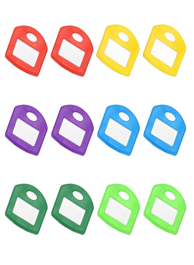 PATIKIL 12 Pcs Key Cap Covers, Silicone Rubber Square Colored Key Ring Identifiers Color Coded Label Tag Caps Markers Sleeve Protector for House Office, 6 Colors - Image 1