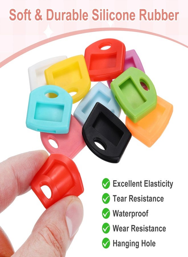 PATIKIL 12 Pcs Key Cap Covers, Silicone Rubber Square Colored Key Ring Identifiers Color Coded Label Tag Caps Markers Sleeve Protector for House Office, 6 Colors - Image 3