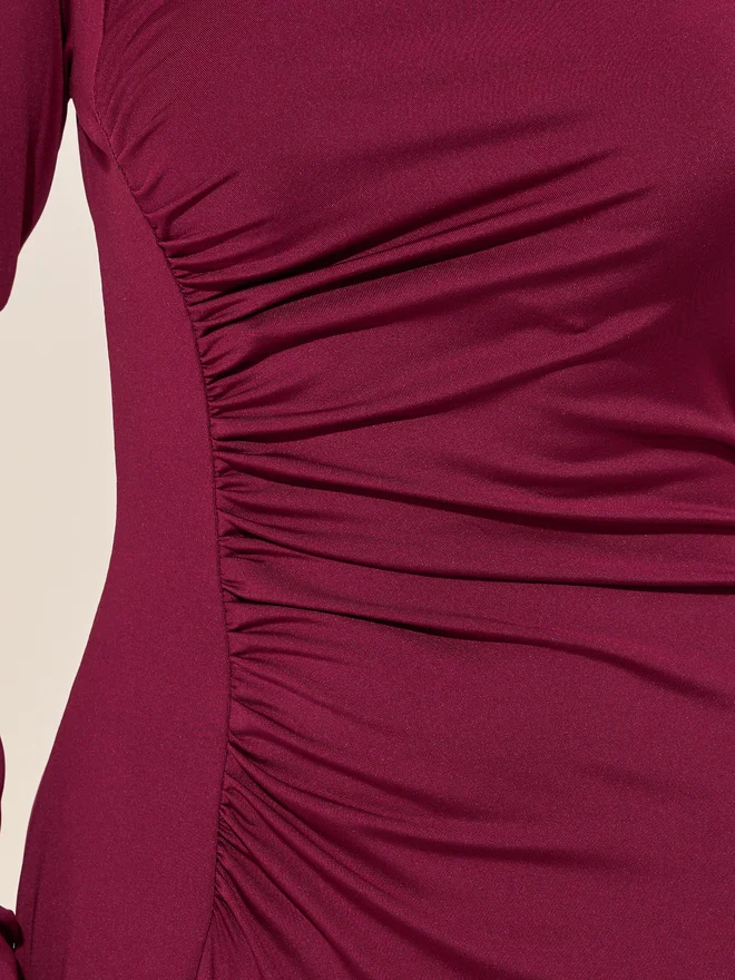 Take Two Burgundy Ruched Dress
