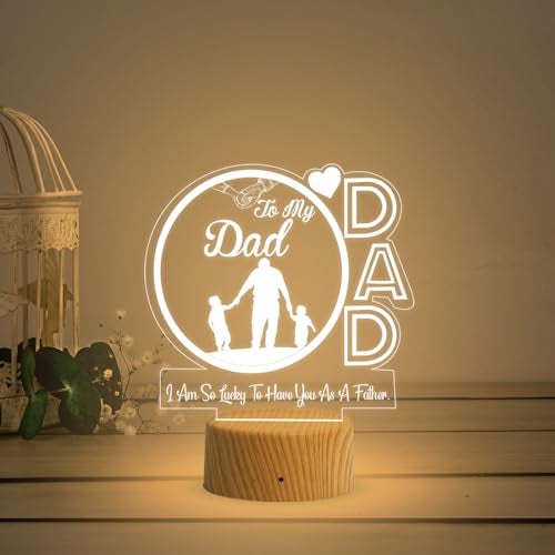 GIFTMEBAZAR Gift Me Bazar to My Dad Acrylic Led Night Lamp with Warm White Light & On/Off Touch Button | USB Powered | Birthday Gift for Dad | Fathers Day Gift | Express Your Love for Dad - Image 1