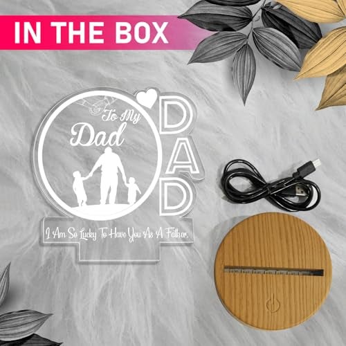 GIFTMEBAZAR Gift Me Bazar to My Dad Acrylic Led Night Lamp with Warm White Light & On/Off Touch Button | USB Powered | Birthday Gift for Dad | Fathers Day Gift | Express Your Love for Dad - Image 5