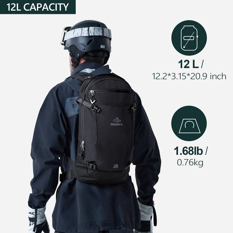 SEMSTY 12L Ski & Snowboard Backpack, Backcountry Backpack for Men Women - Image 2