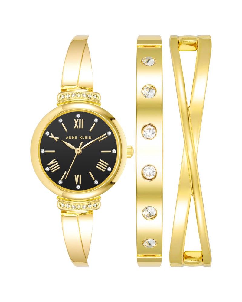 Anne Klein Women's Premium Crystal Accented Watch and Bracelet Set - Image 1