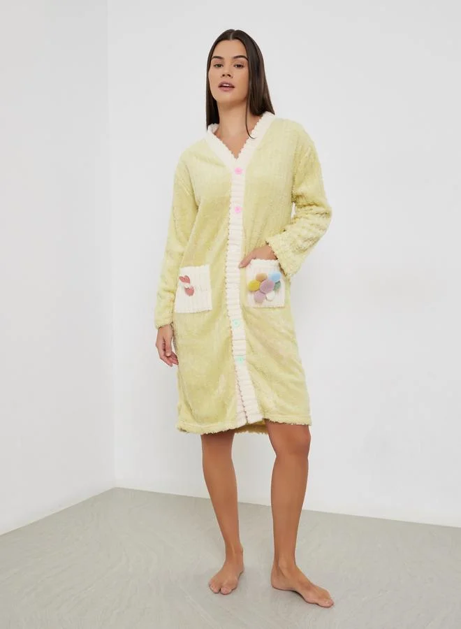 ستايلي روب كارديجان فليس بأزرار وتفاصيل جيب