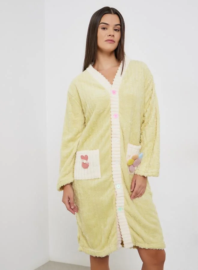 ستايلي روب كارديجان فليس بأزرار وتفاصيل جيب