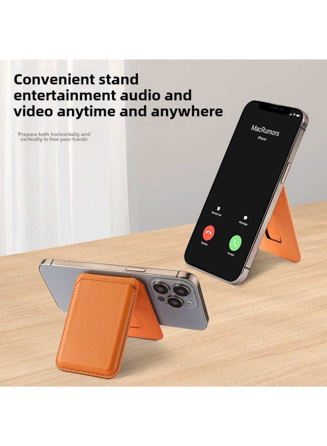 PU Card Set Apple Magsafe Strong Magnetic Suction N52 Mobile Phone Bracket 16 Card Clip Leather Customizable LOGO-Specifications:Black  - Image 3