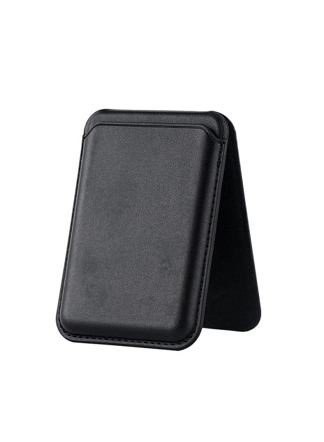 PU Card Set Apple Magsafe Strong Magnetic Suction N52 Mobile Phone Bracket 16 Card Clip Leather Customizable LOGO-Specifications:Black  - Image 1