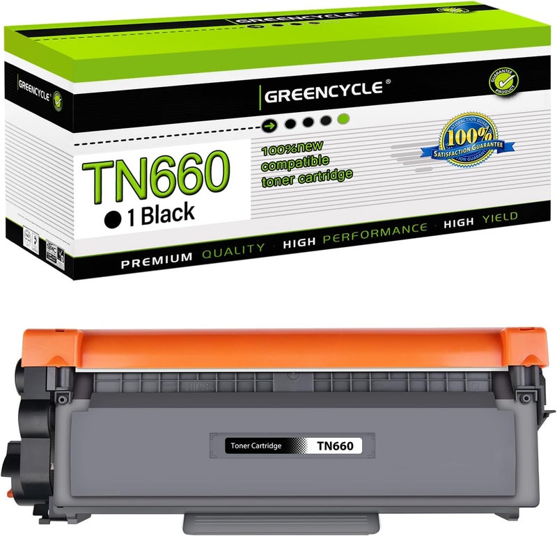 Greencycle 1 Pack TN660 TN-660 TN630 TN-630 Black Toner Cartridge Replacement Compatible for Brother MFC-L2700dw MFC-L2740dw DCP-L2540dw HL-L2300D HL-L2380DW HL-L2320D DCP-L2540DW Laser Printer - Image 1