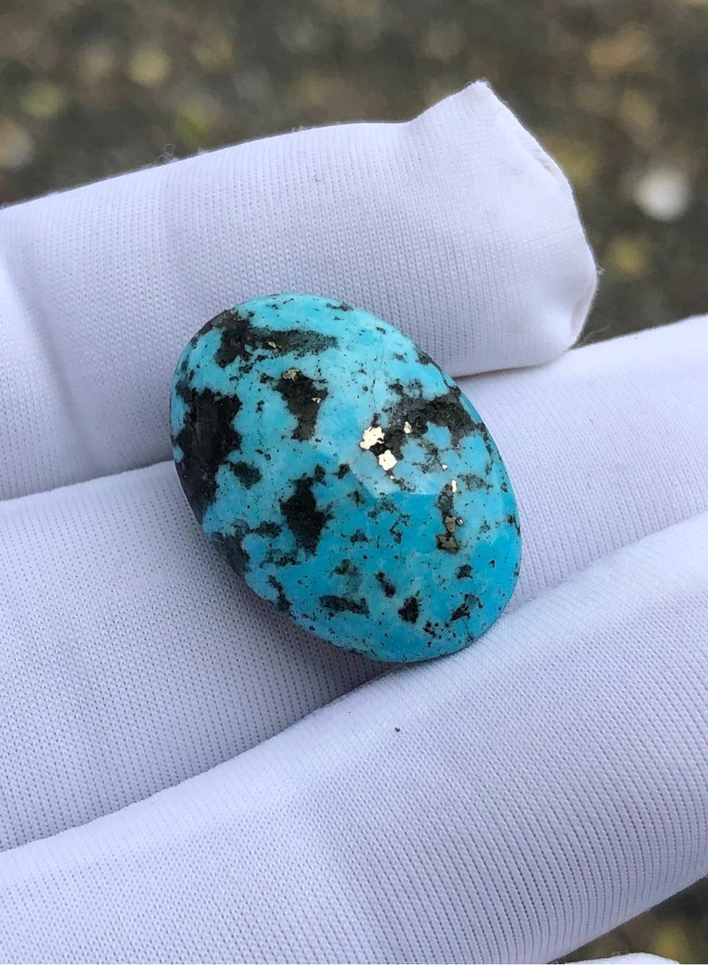 HADIGEMS December Gemstone - Beautiful Turquoise Cabochon with Pyrite - 17carats - Image 3
