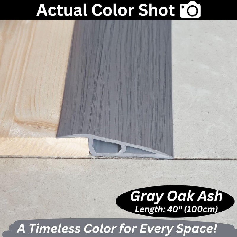 Maxiroc 1/2" to 3/5" Height Threshold Ramp - Rubber Threshold, Floor Transition Strip, Door Strip, Wheelchair Ramp, Carpet to Tile Strip (Gray Oak Ash, 40 inches) - Image 4