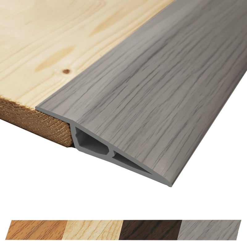 Maxiroc 1/2" to 3/5" Height Threshold Ramp - Rubber Threshold, Floor Transition Strip, Door Strip, Wheelchair Ramp, Carpet to Tile Strip (Gray Oak Ash, 40 inches) - Image 1
