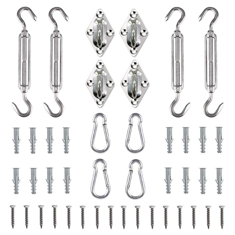 Tiberham Sun Shade Sail Hardware Kit, Heavy Duty Anti-Rust Rectangle/Square Shade Sail Installation for Patio Lawn and Garden (44 Pcs) - Image 1