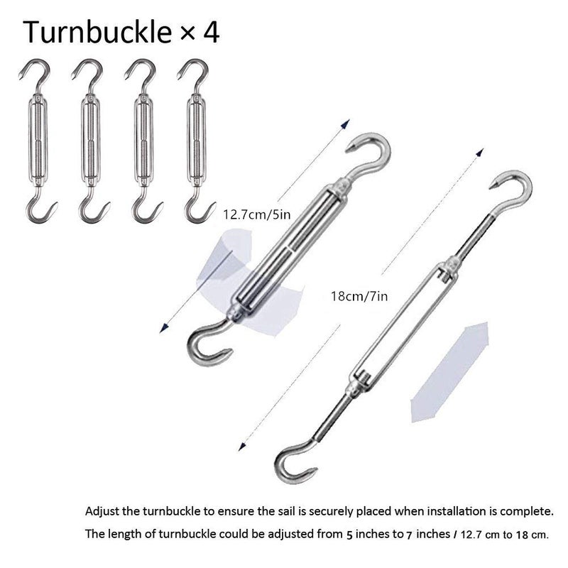 Tiberham Sun Shade Sail Hardware Kit, Heavy Duty Anti-Rust Rectangle/Square Shade Sail Installation for Patio Lawn and Garden (44 Pcs) - Image 2