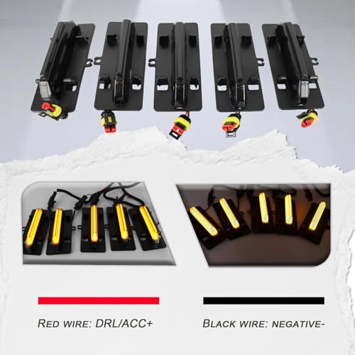 GEEGEETOP Full LED Centra Grille Lights LED Amber Front Grille Makers Lights for Ford F150 F1502021 2022 2023 F150 XLXLTXLT Sport Wiring Harness5 PCS - Image 3