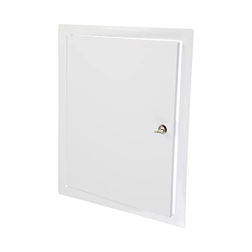 ECOPRO VENT 12" x 16" Lockable White Metal Access Panel. Service Shaft Door Panel with Key. Plumbing, Electricity, Heating, Alarm Wall Access Panel for Drywall. Bathroom Services Access Hole Cover. - Image 1