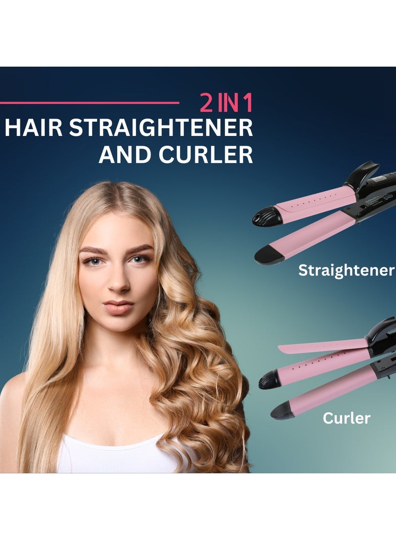 DOMEA Professional 2-in-1 Hair Straightener & Curler, With Temperature Control, 210°C Fast Heating Ceramic Plates, Ionic Technology for Frizz-Free Shine Hair – Salon Styling for All Hair Types - Image 3