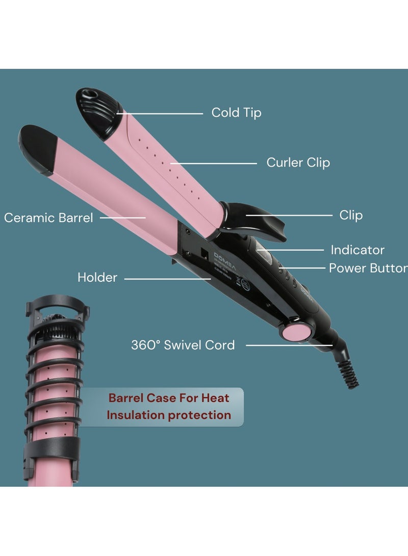 DOMEA Professional 2-in-1 Hair Straightener & Curler, With Temperature Control, 210°C Fast Heating Ceramic Plates, Ionic Technology for Frizz-Free Shine Hair – Salon Styling for All Hair Types - Image 5