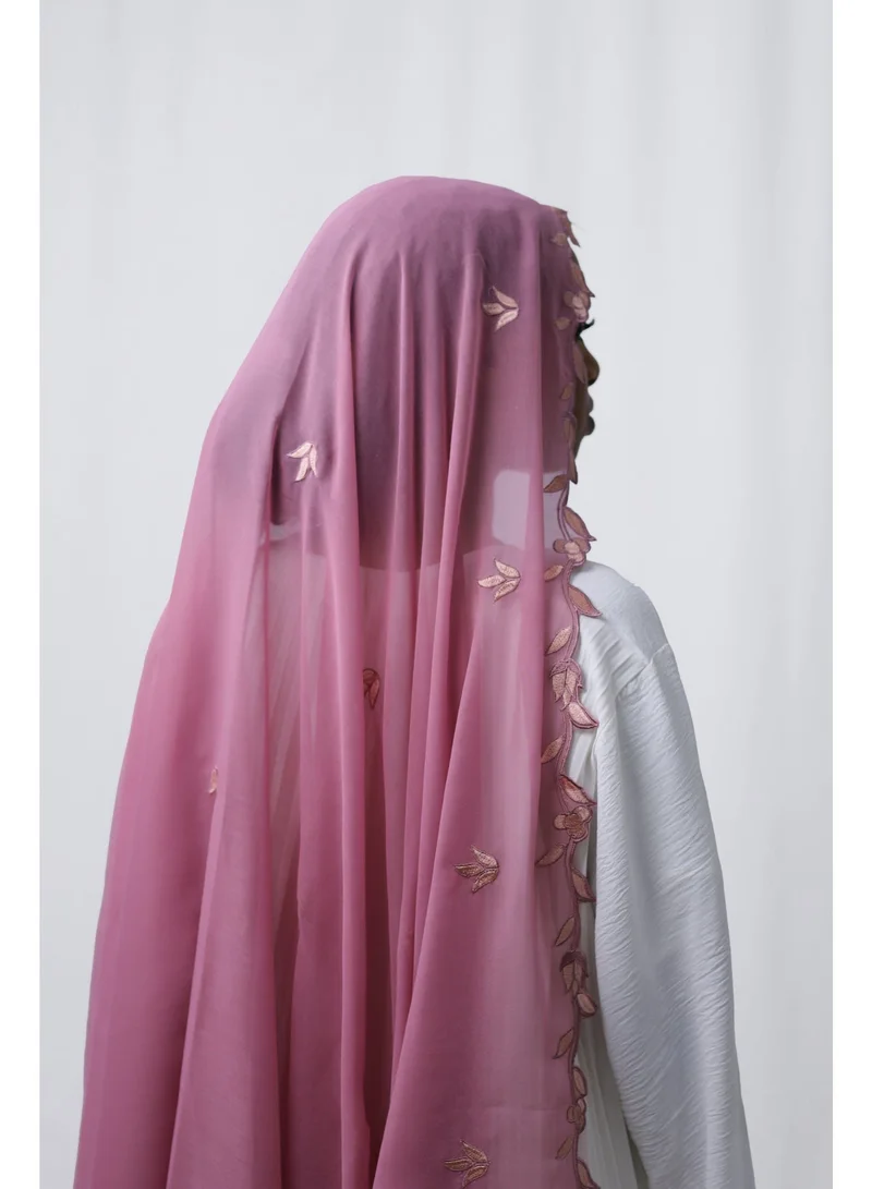 Ophelia pink Embroidery Hijab – Elegant Embroidered Modest Hijab for Women for Women | Best Price UAE