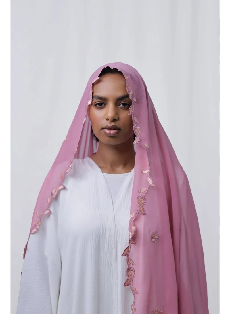 Ophelia pink Embroidery Hijab – Elegant Embroidered Modest Hijab for Women for Women | Best Price UAE