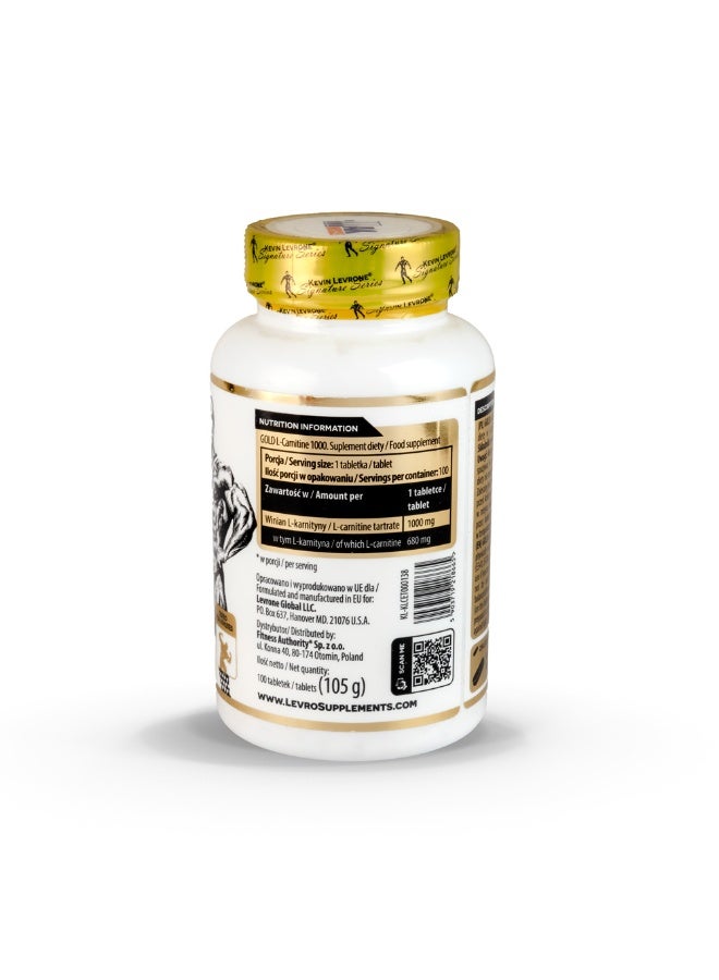 KEVIN LEVRONE Gold L-Carnitine 1000 100 tablets - 100 Serving - Image 2