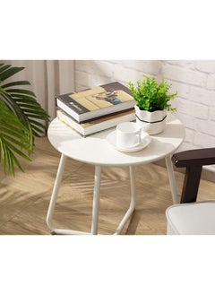 XiuWoo Nordic Style Round Coffee Table Side End Table Durable Metal Frame Furniture Small Space Tea Corner Table for Living Room Bedroom Patio Garden  - Image 2