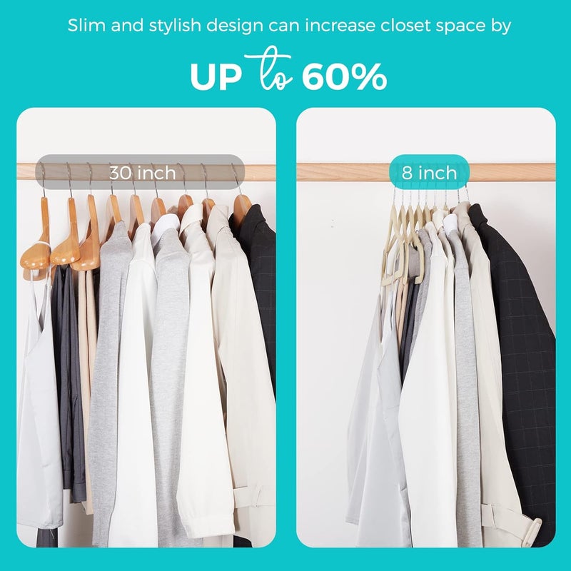 HOUSE DAY Premium Velvet Hangers 100 Pack Beige, Non-Slip Flocked Felt Hangers, Sturdy Clothes Hanger with 360° Rotatable Hook, Heavy Duty Durable Slim Coat Hanger for Closet Space Saving - Image 4