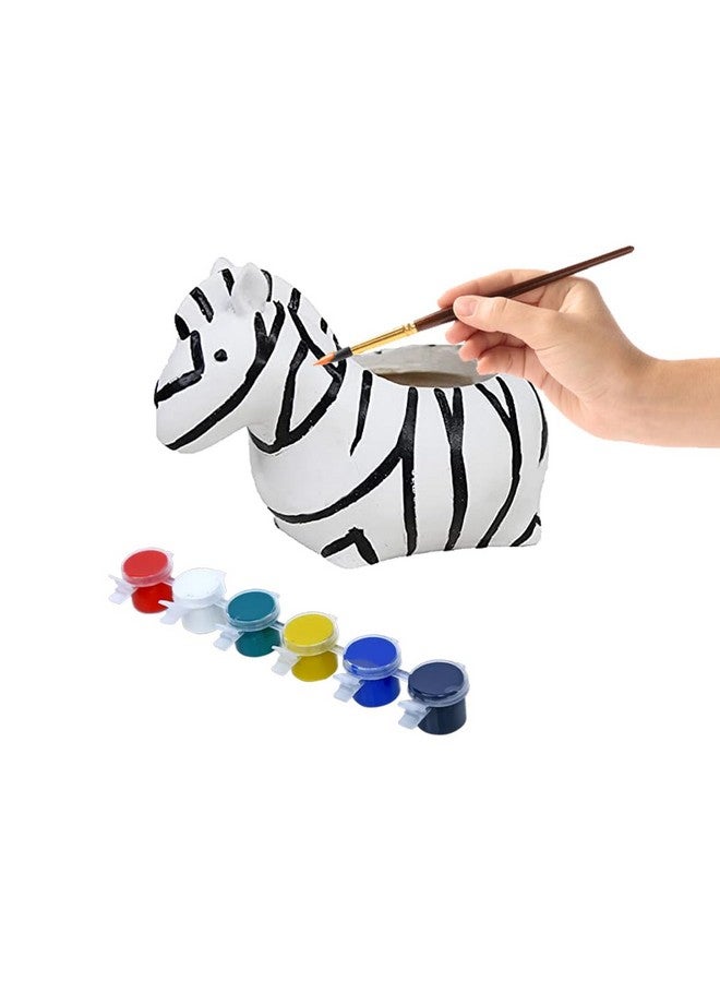 Wonderland DIY Craft kit Paint Your Planter/Pen Stand |Gift Set for Kids| Zebra Shape - Image 2