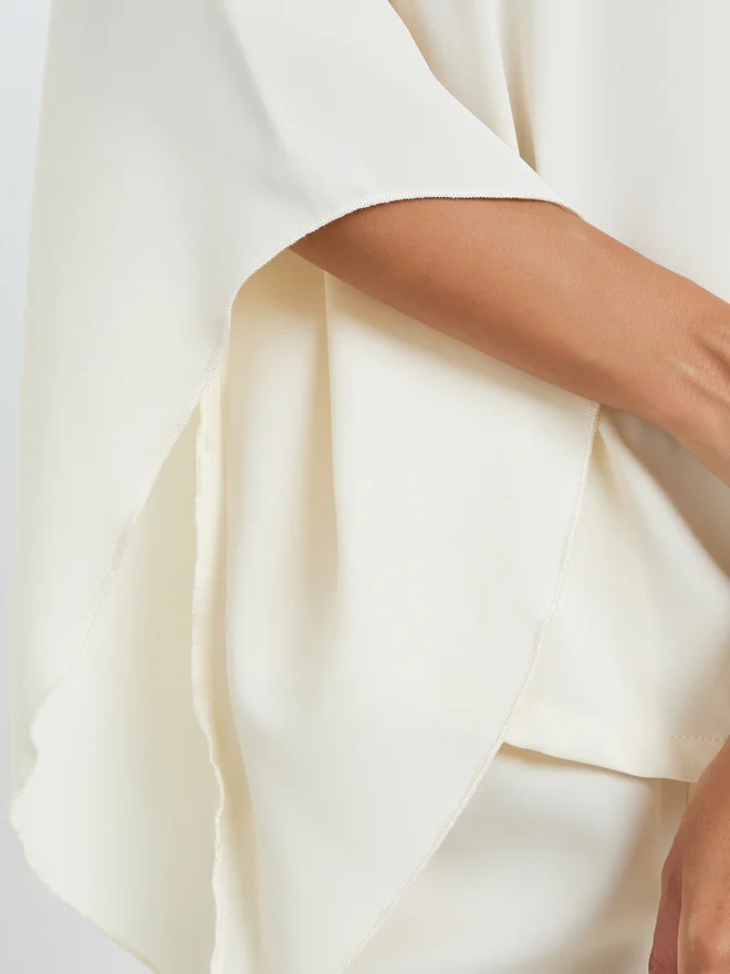 Styli  Styli Cream Flared Sleeve Top and Pants Co-Ords for Women | Best Price UAE