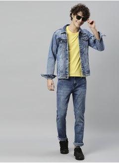HIGH STAR Men Blue Slim Fit Heavy Fade Acid Wash Stretchable Jeans  - Image 1