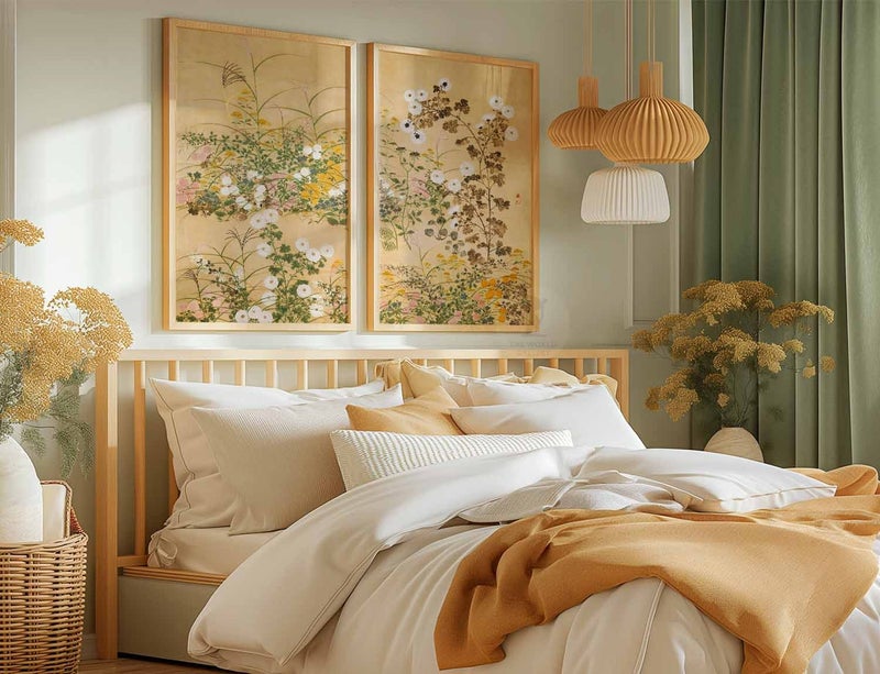 TNESSENTIAL Japanese Floral Art Print Set, Ogata Korin Style, Autumn Decor - Image 4