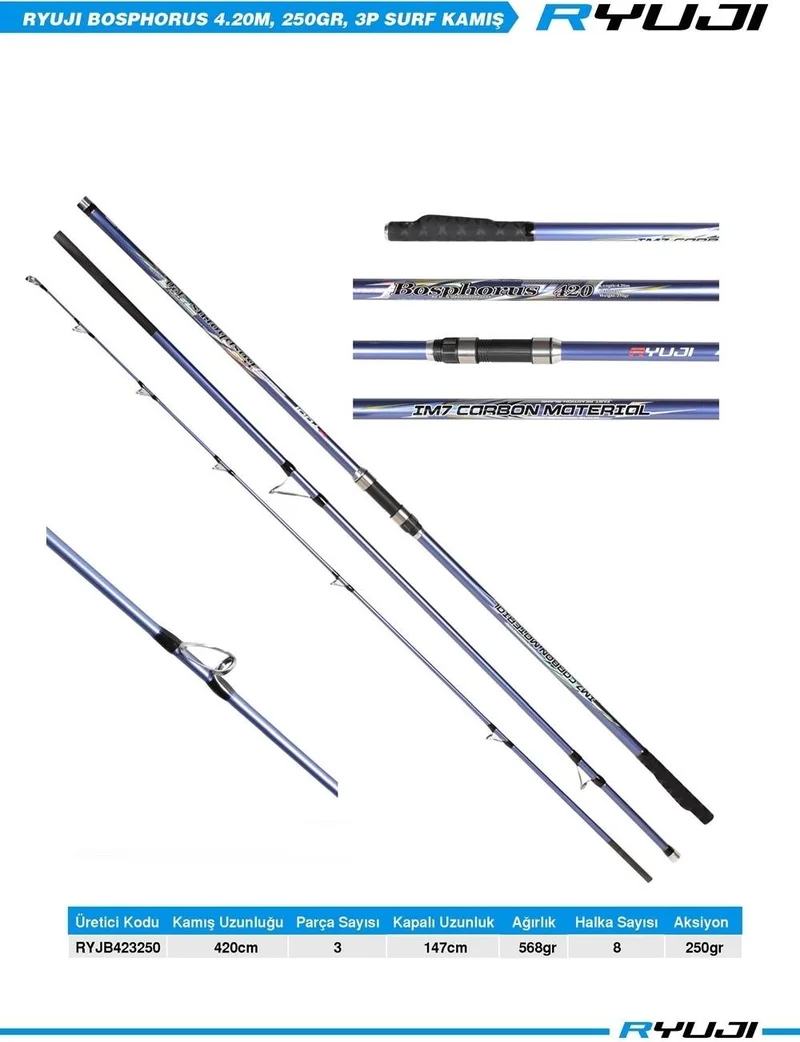 Ryuji Bosphorus 420CM 250GR 3 Piece Surf Fishing Pole