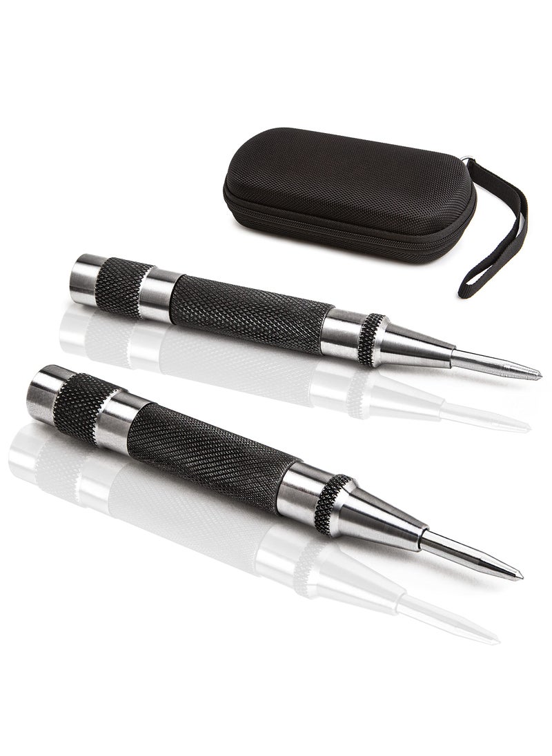 ALLY Tools and Parts ALLY Tools Heavy Duty Automatic Center Punch w/Hardened Steel – 2PC Premium Automatic Center Punch for Metal for Machinists and Carpenters w/Adjustable Knurled Cap, Spring Loaded and Hard-Shell Case  - Image 1