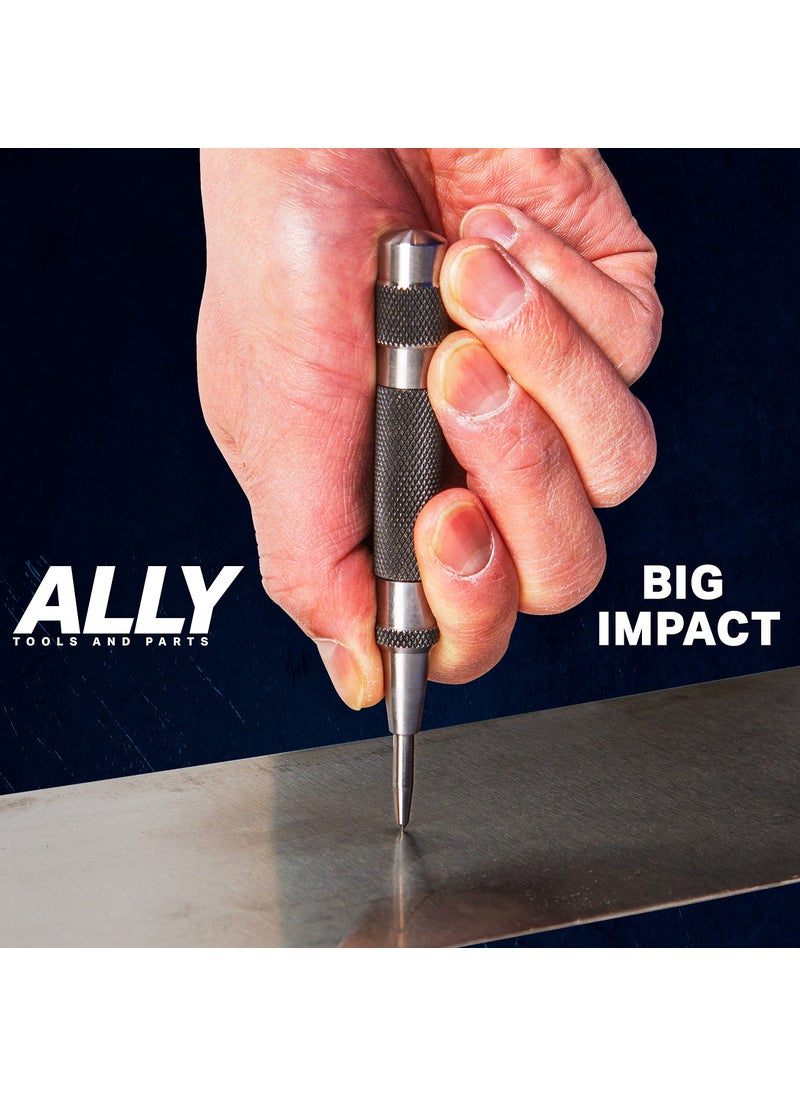 ALLY Tools and Parts ALLY Tools Heavy Duty Automatic Center Punch w/Hardened Steel – 2PC Premium Automatic Center Punch for Metal for Machinists and Carpenters w/Adjustable Knurled Cap, Spring Loaded and Hard-Shell Case  - Image 4