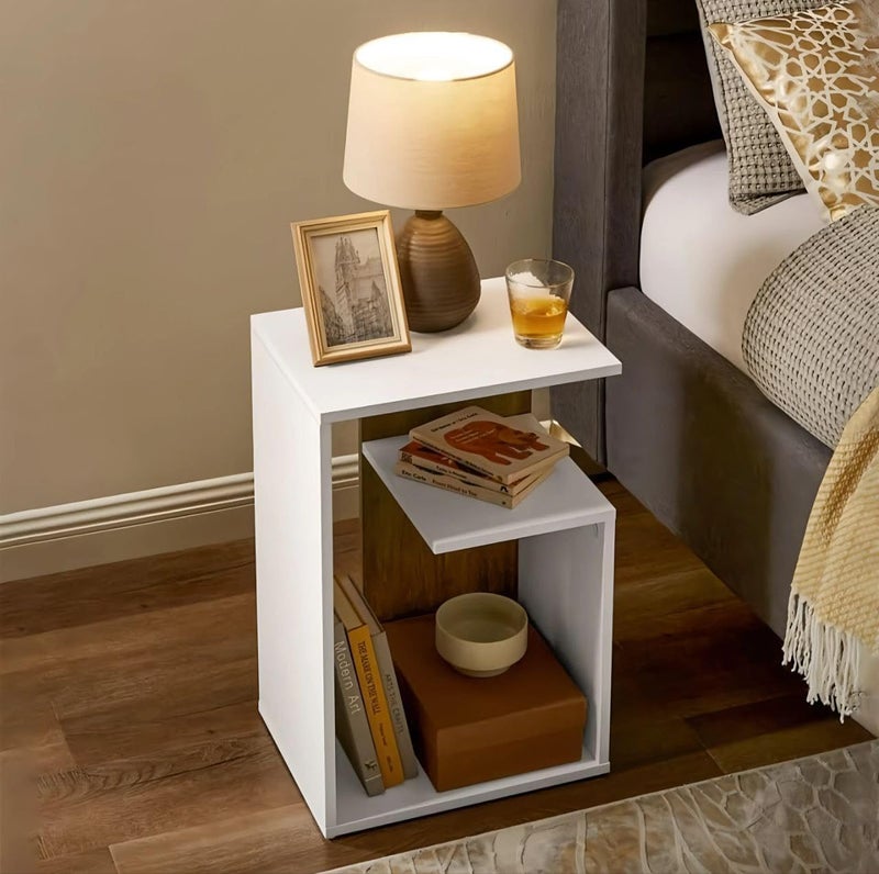 Yookeer Wooden Side Table - Night Stand & End Table Organiser - Space Saver Storage Organizer - Bedside Furniture for Bedroom,Living Room,Hallway, 60x21x40 cm - Image 1