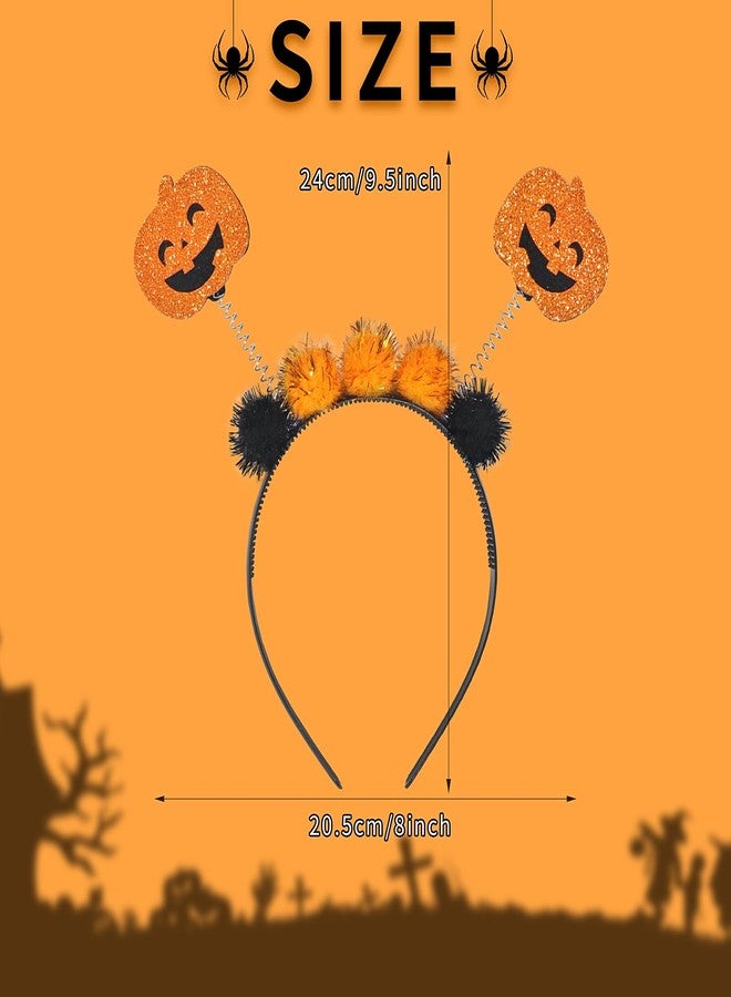 Jacnkb Glitter Pumpkin Ball Hairband Fuzzy Hair Hoop Halloween Headband - Adult Woman's Halloween Dress Up Party Supplies - Image 3