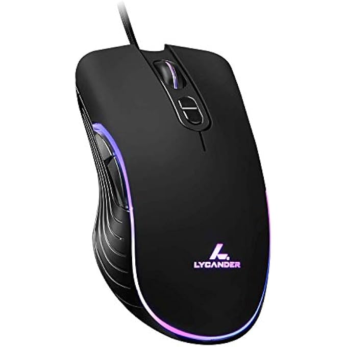 LYCANDER GAMING MOUSE, WIRED OPTICAL USB MICE WITH ADJUSTABLE DPI UP TO 6400, 7 BUTTONS, LED, 1.5M CABLE - Image 1