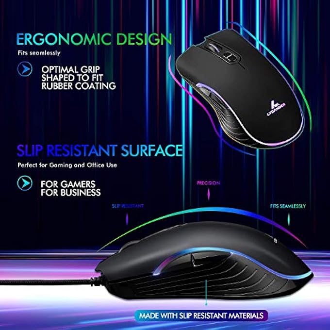 LYCANDER GAMING MOUSE, WIRED OPTICAL USB MICE WITH ADJUSTABLE DPI UP TO 6400, 7 BUTTONS, LED, 1.5M CABLE - Image 2