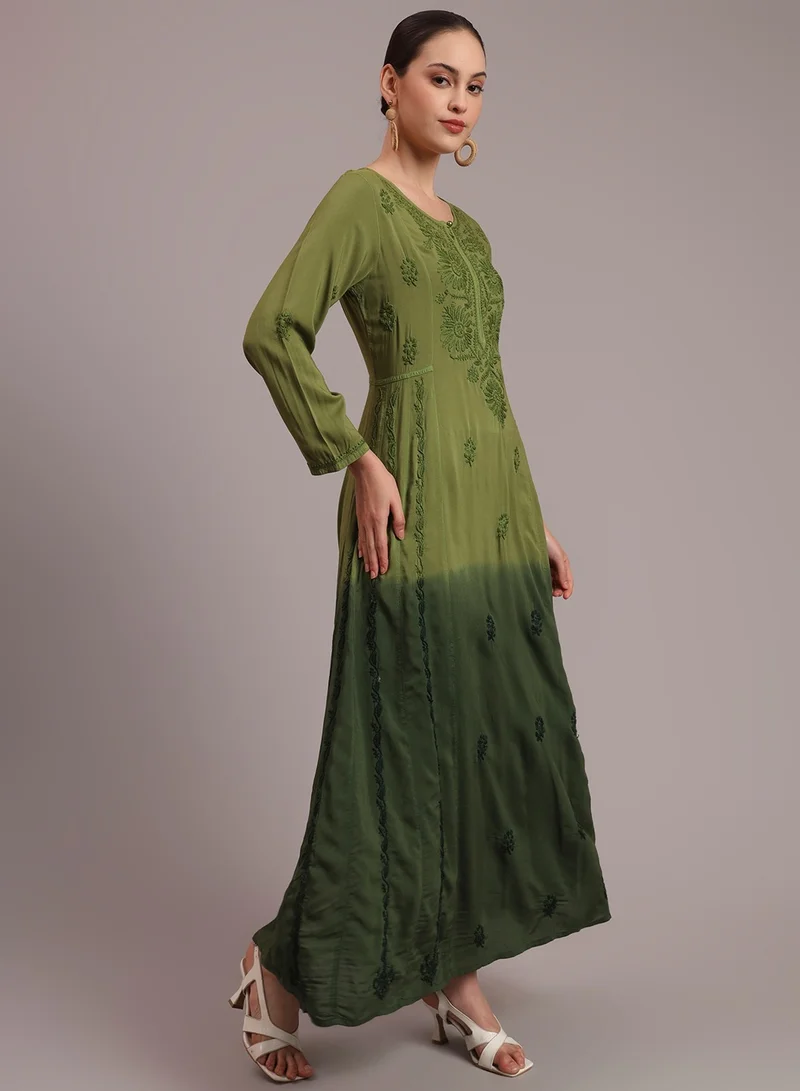 Alaya Hand Embroidered Chikankari Modal Ombre Jalabiya-AL4018
