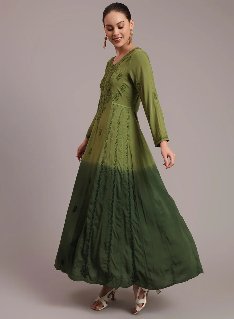 Alaya Hand Embroidered Chikankari Modal Ombre Jalabiya-AL4018