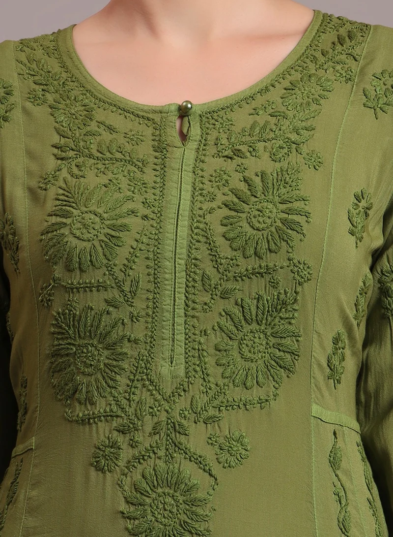 Alaya Hand Embroidered Chikankari Modal Ombre Jalabiya-AL4018