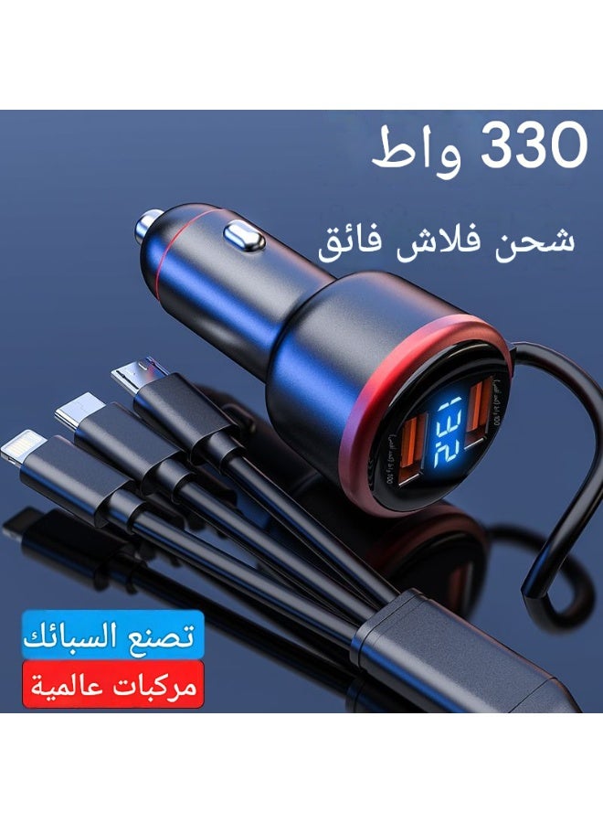 شاحن سيارة بثلاثة منافذ، شحن فائق السرعة 100 واط، محول USB لولاعة السيارة - Image 2